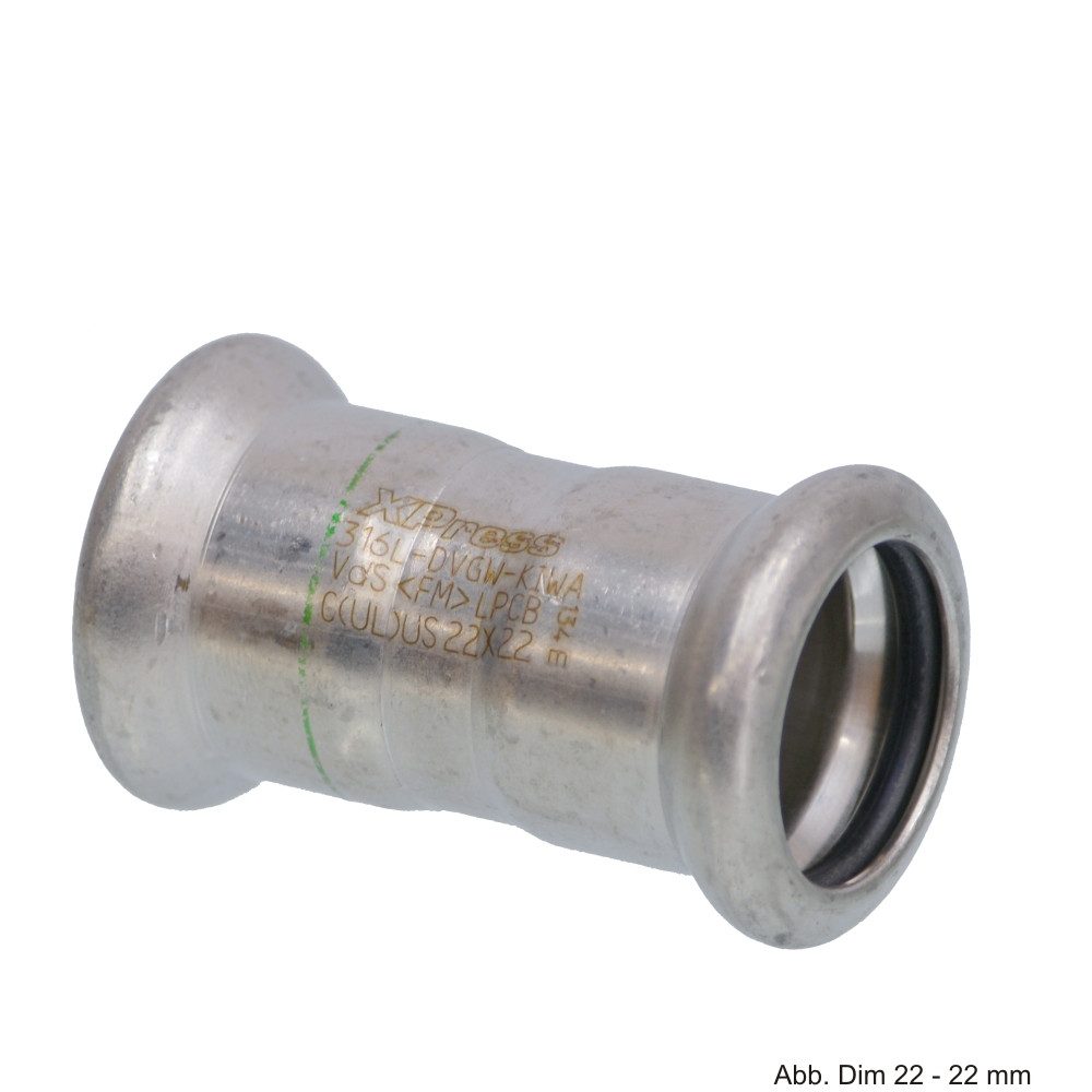 VSH Wasserrohr VSH XPress Edelstahl R2701, Muffe I/I, 54 mm