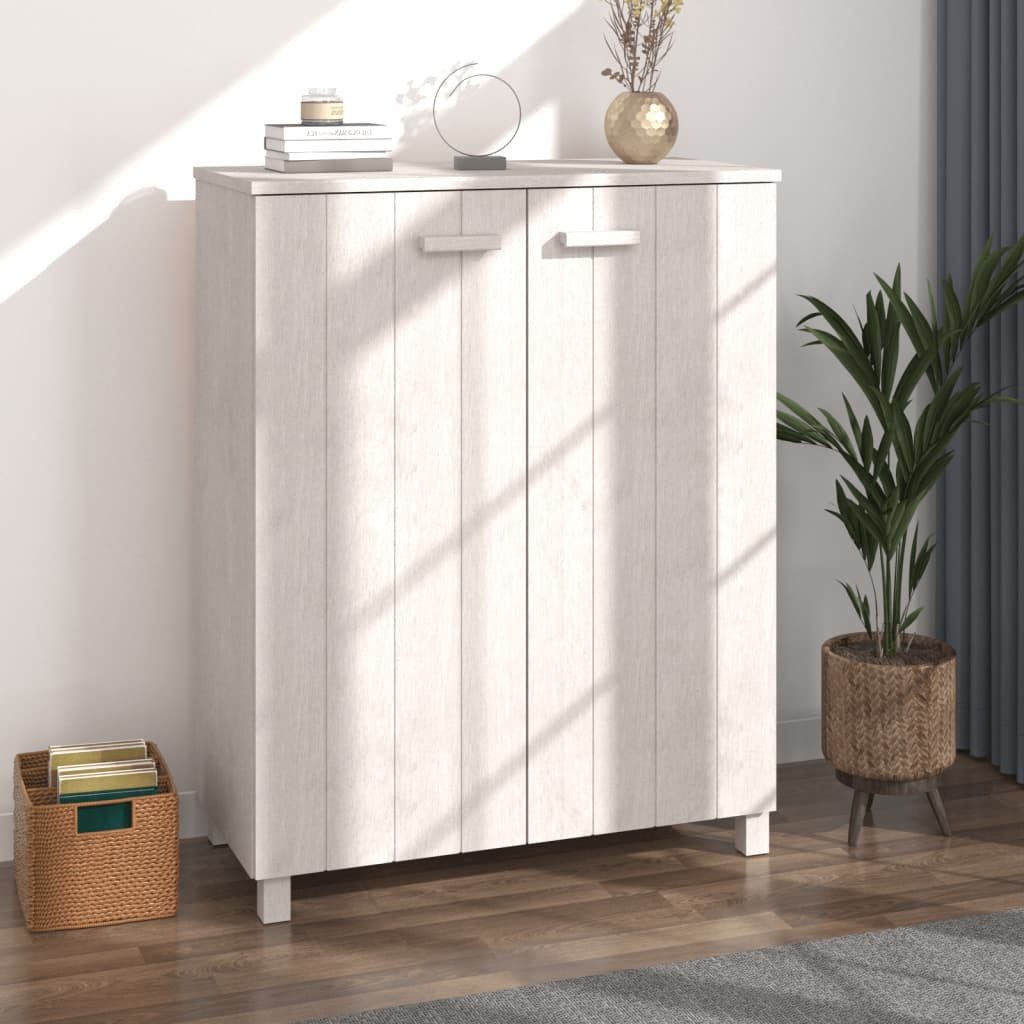 furnicato Schuhschrank Massivholz 85 x 40 x 108 cm Weiß (1-St) Stabiles Schuhregal mit drei Ablagen und praktischen Holzgriffen