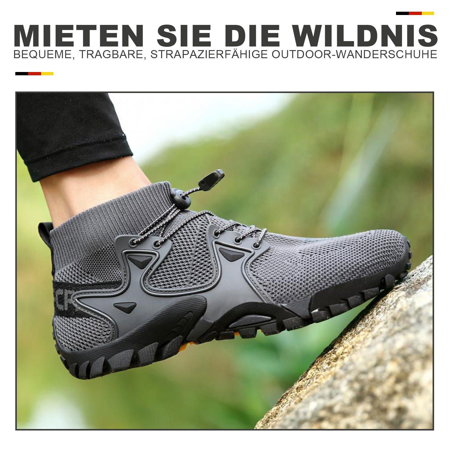 MAGICSHE Wasserschuhe Minimalschuhe die dunkelgrau für Barfußschuh biegsamer Laufsohle extrem Fitnessschuhen von Maschinenwäsche mit Geeignet