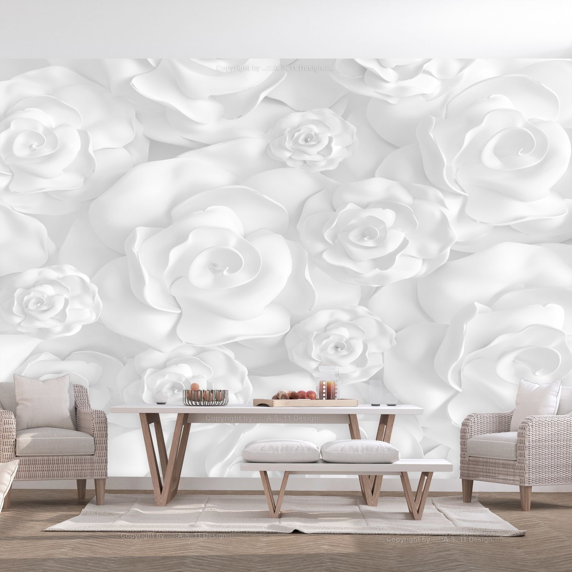 KUNSTLOFT Vliestapete Plaster Flowers 1x0.7 m, halb-matt, lichtbeständige Design Tapete