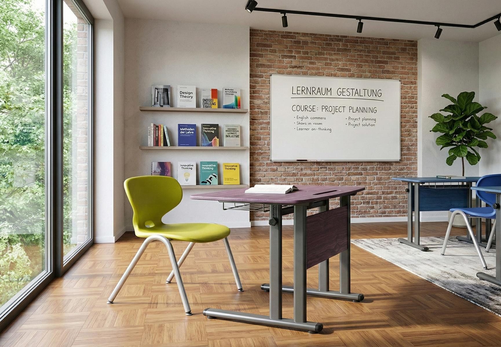 JVmoebel Schreibtisch Moderne Schulbank mit ergonomischem Stuhl und flexiblem Tisch, Made in Europa
