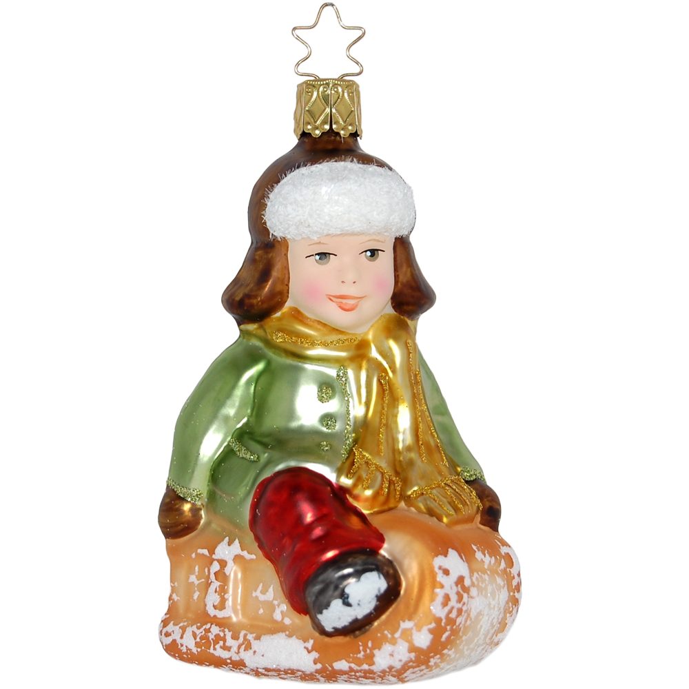 INGE-GLAS® Christbaumschmuck Schlittenfahrt 11,5cm (1-tlg), mundgeblasen, handbemalt