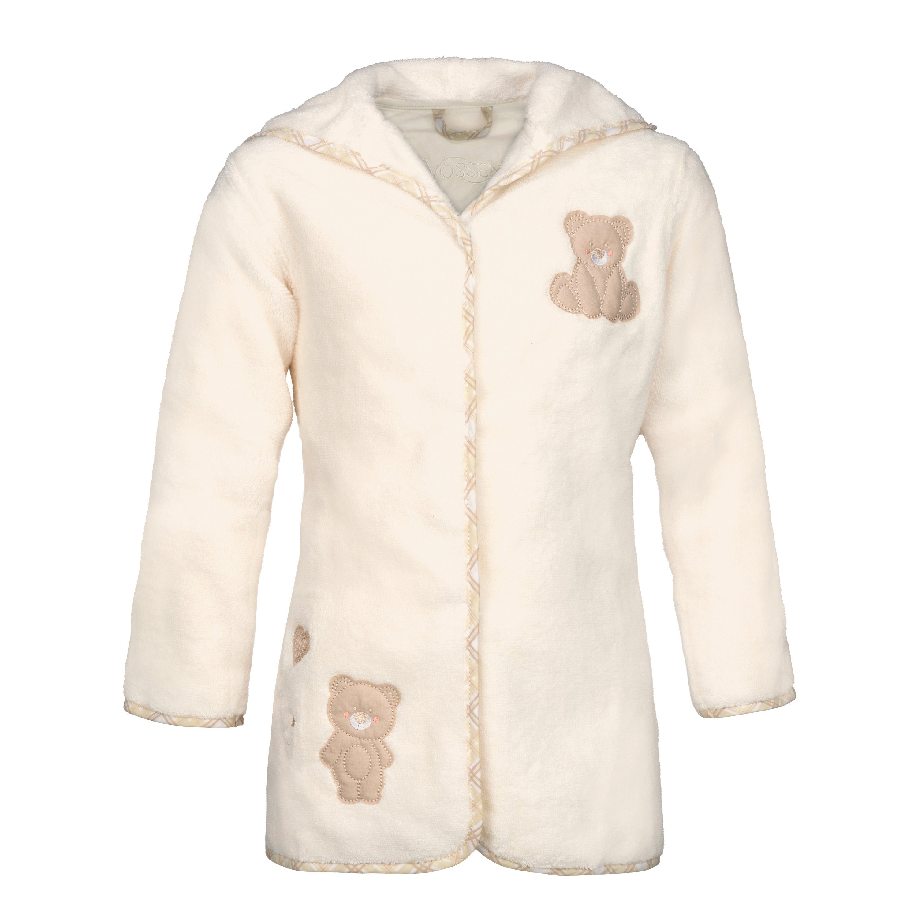 Vossen Kinderbademantel Teddy, Baumwolle, Kapuze, Knöpfe, Baby Bademantel onesize Kapuze Druckknöpfe Stickerei Frottee