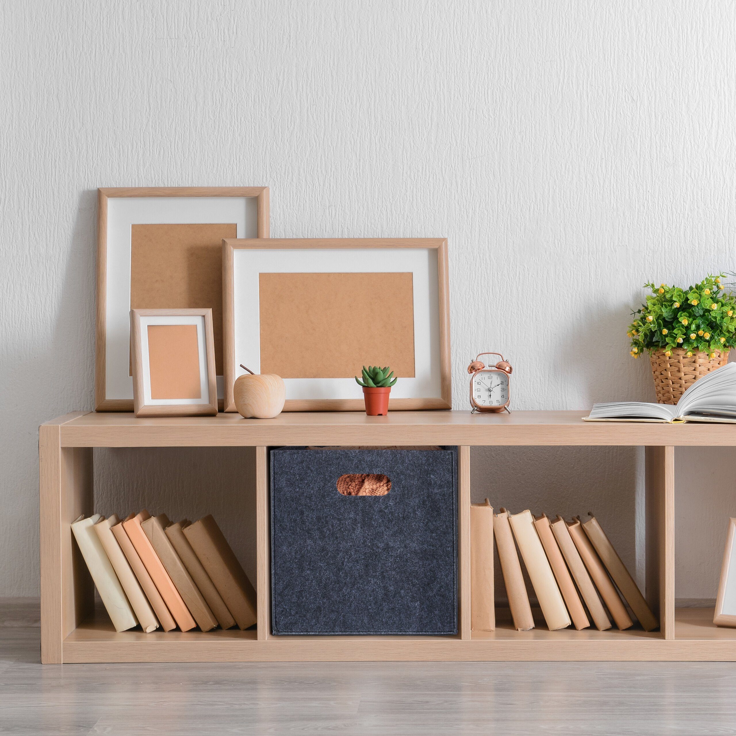 relaxdays Aufbewahrungskorb 2x Quadratischer Filzkorb, Anthrazit günstig online kaufen