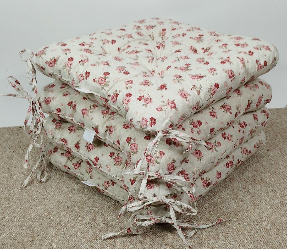 Rattani Sitzkissen Set 4x Stuhlkissen/Sitzkissen Klara 42 x 42 x 8 cm Stoff günstig online kaufen