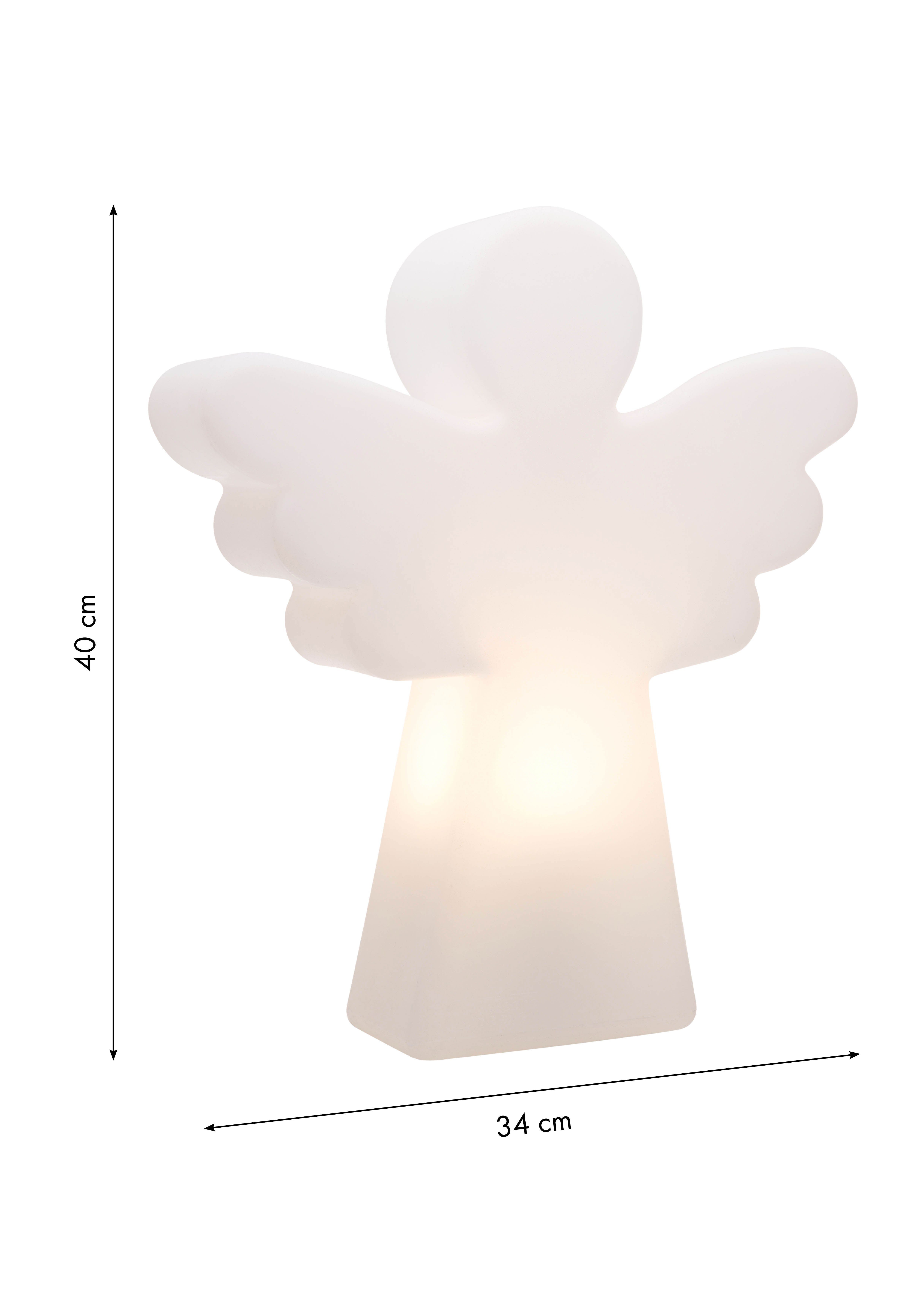 8 seasons design LED Dekofigur Shining Angel, LED fest integriert, Warmweiß, Solarpanel, Dämmerungssensor, 40 cm, weiß, Engelleuchte für außen