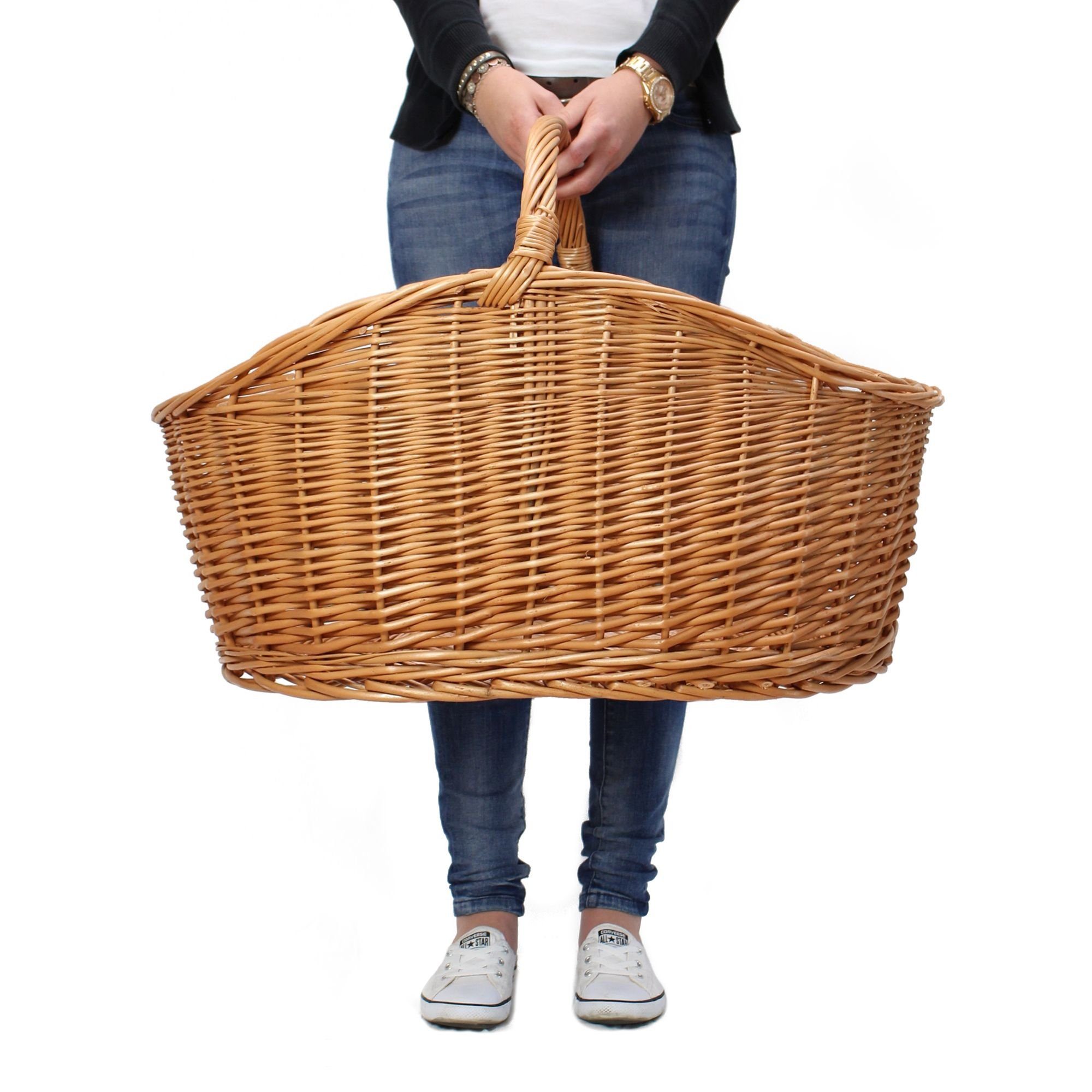 Dekoleidenschaft Einkaufskorb "Maxi" aus Weide, XXL Bügelkorb, Erntekorb, A günstig online kaufen