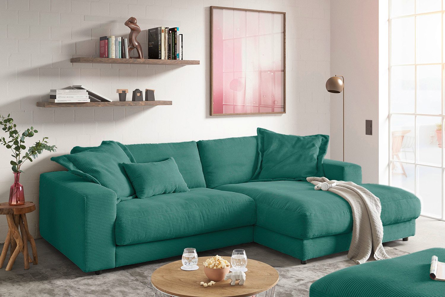 KAWOLA Ecksofa MADELINE, Sofa Cord Longchair günstig online kaufen