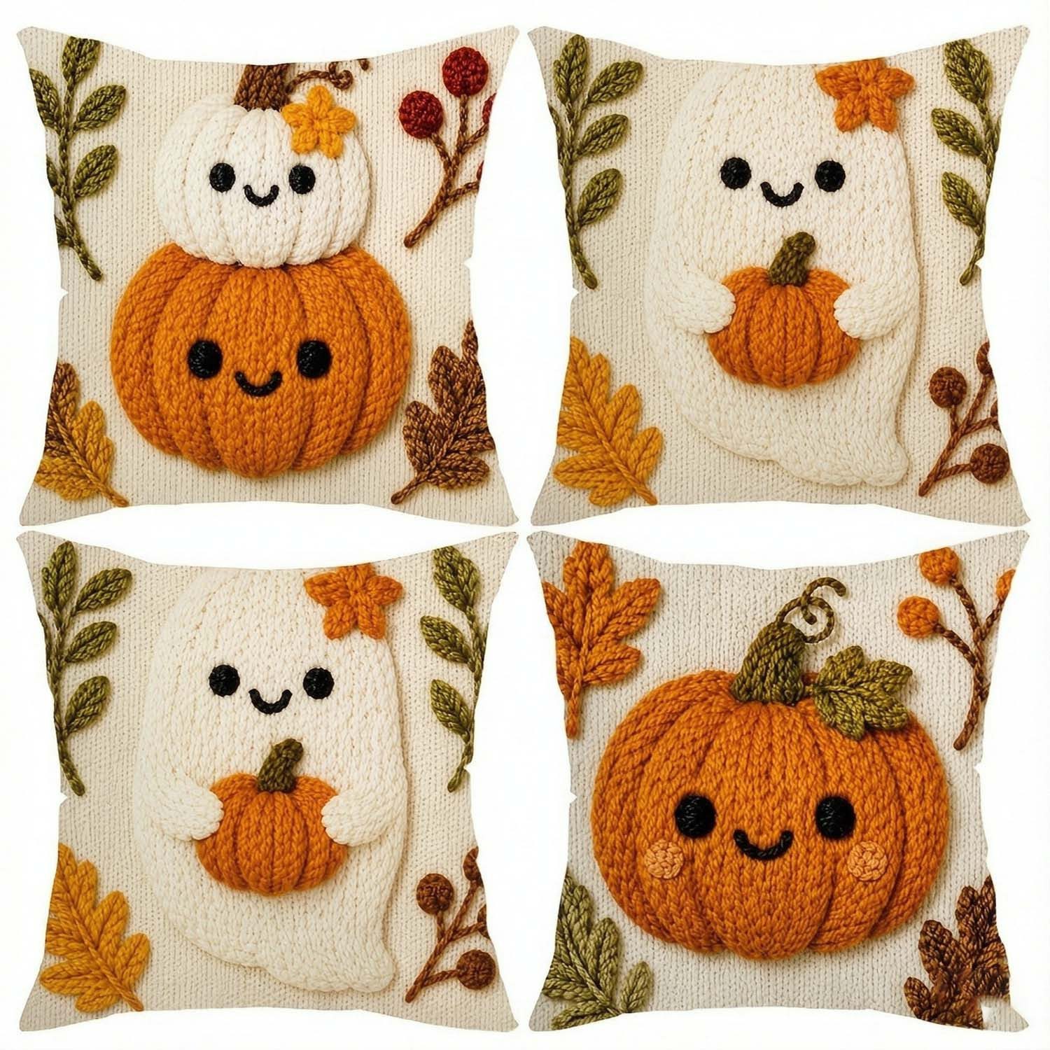 Sorvyzxn Kissenhüllen 2/4er-Set Halloween-Kissenbezüge mit 2D-Flachdruck, (4 Stück)