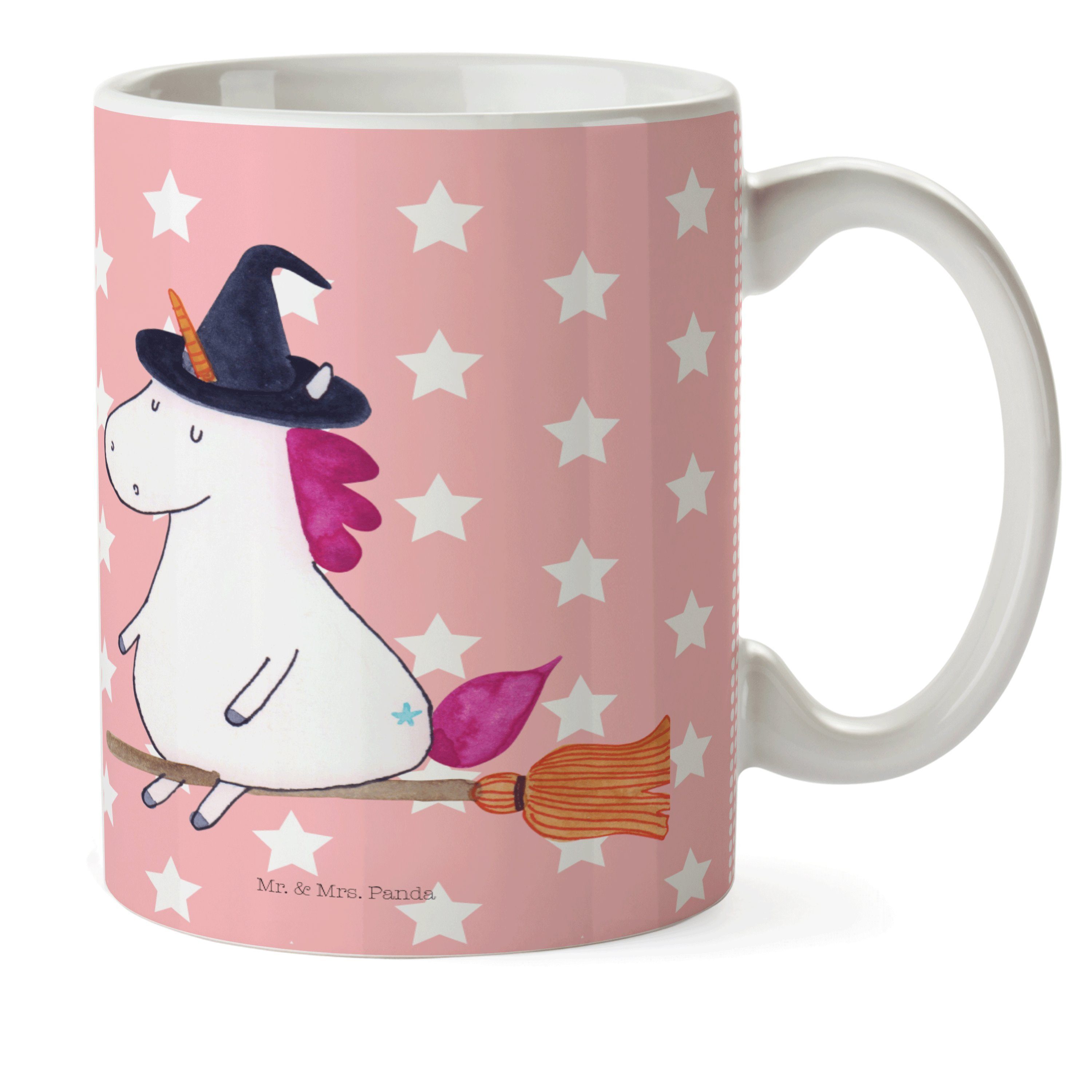 Mr. & Mrs. Panda Kinderbecher Einhorn Hexe - Rot Pastell - Geschenk, Kunststoff Tasse, Leben, Pegas, Kunststoff