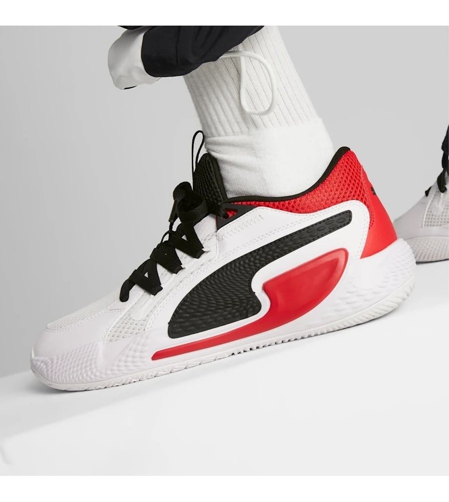 PUMA Hallen-Indoorschuhe Court Rider Chaos weiss/rot/schwarz Herren Handballschuh
