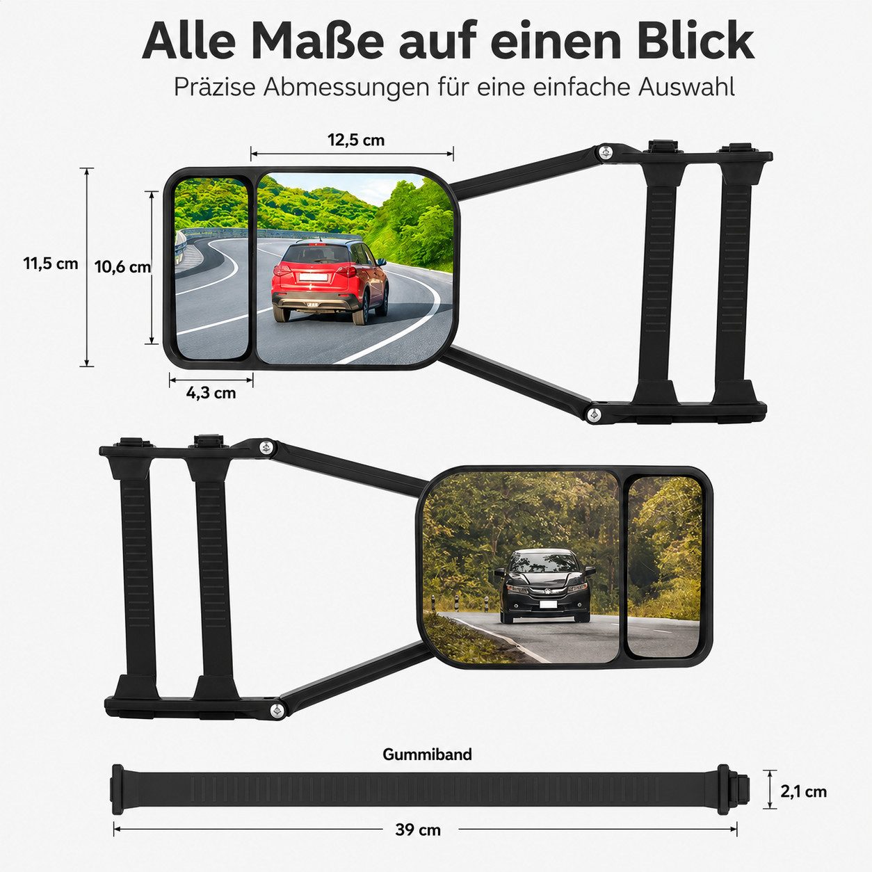 XEOOCE Autospiegel Universal Wohnwagenspiegel 2er-Set Verstellbar Schwarz