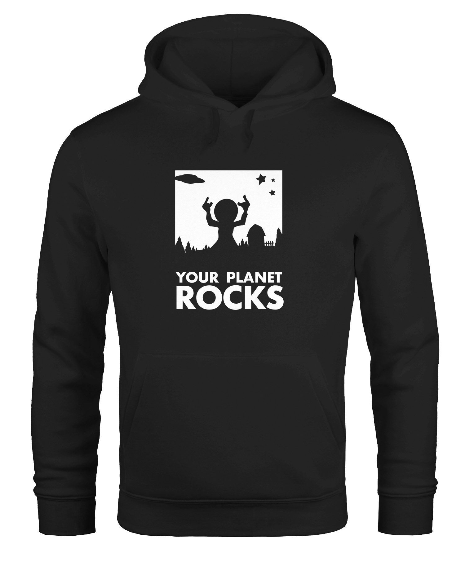 Hoodie Hoodie Herren Your Planet Rocks Alien Ufo Rock Festival