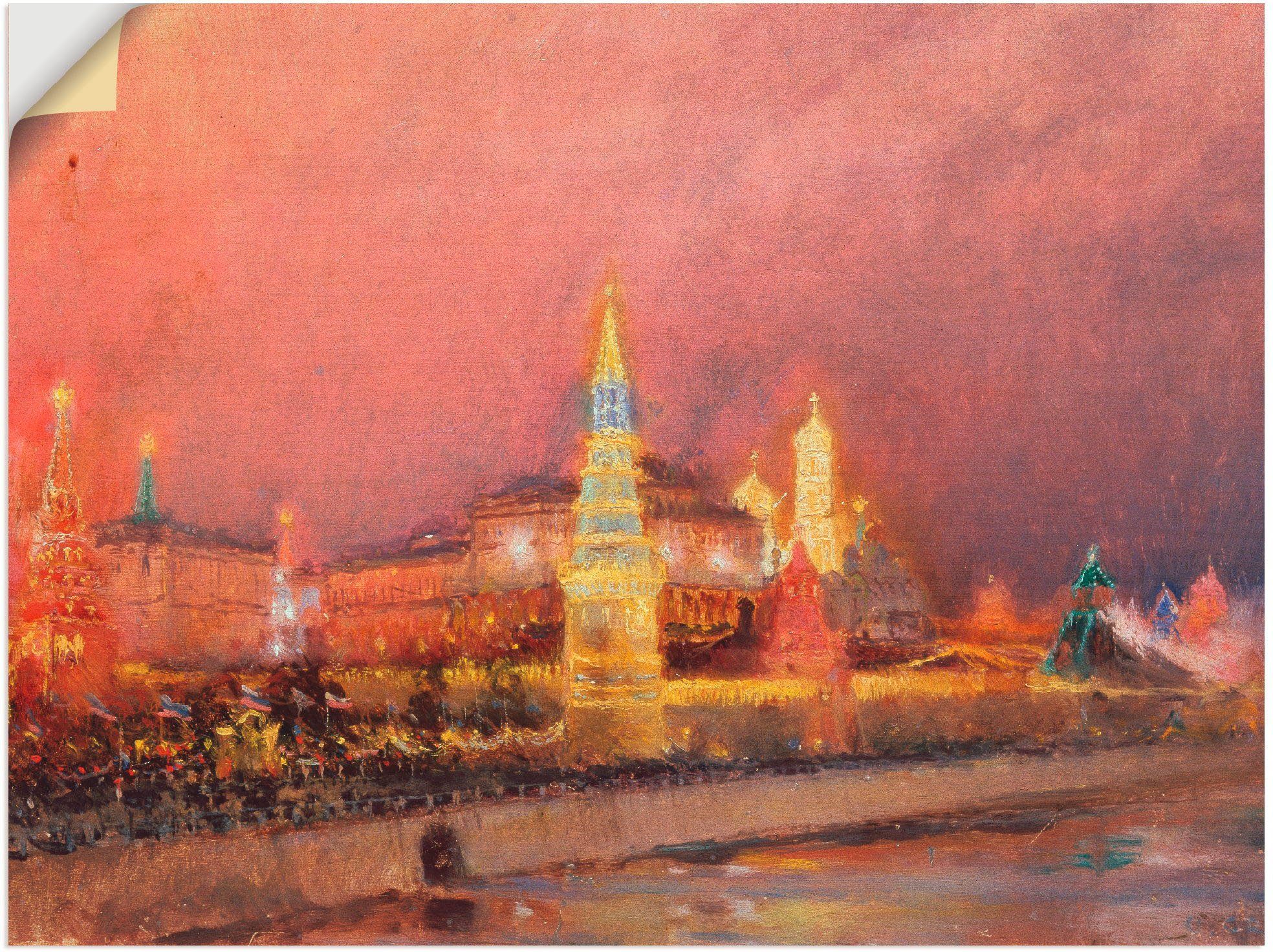 Artland Wandbild Der beleuchtete Kreml in Moskau. 1896, Gebäude (1 St), als Leinwandbild, Wandaufkleber oder Poster in versch. Größen | Poster