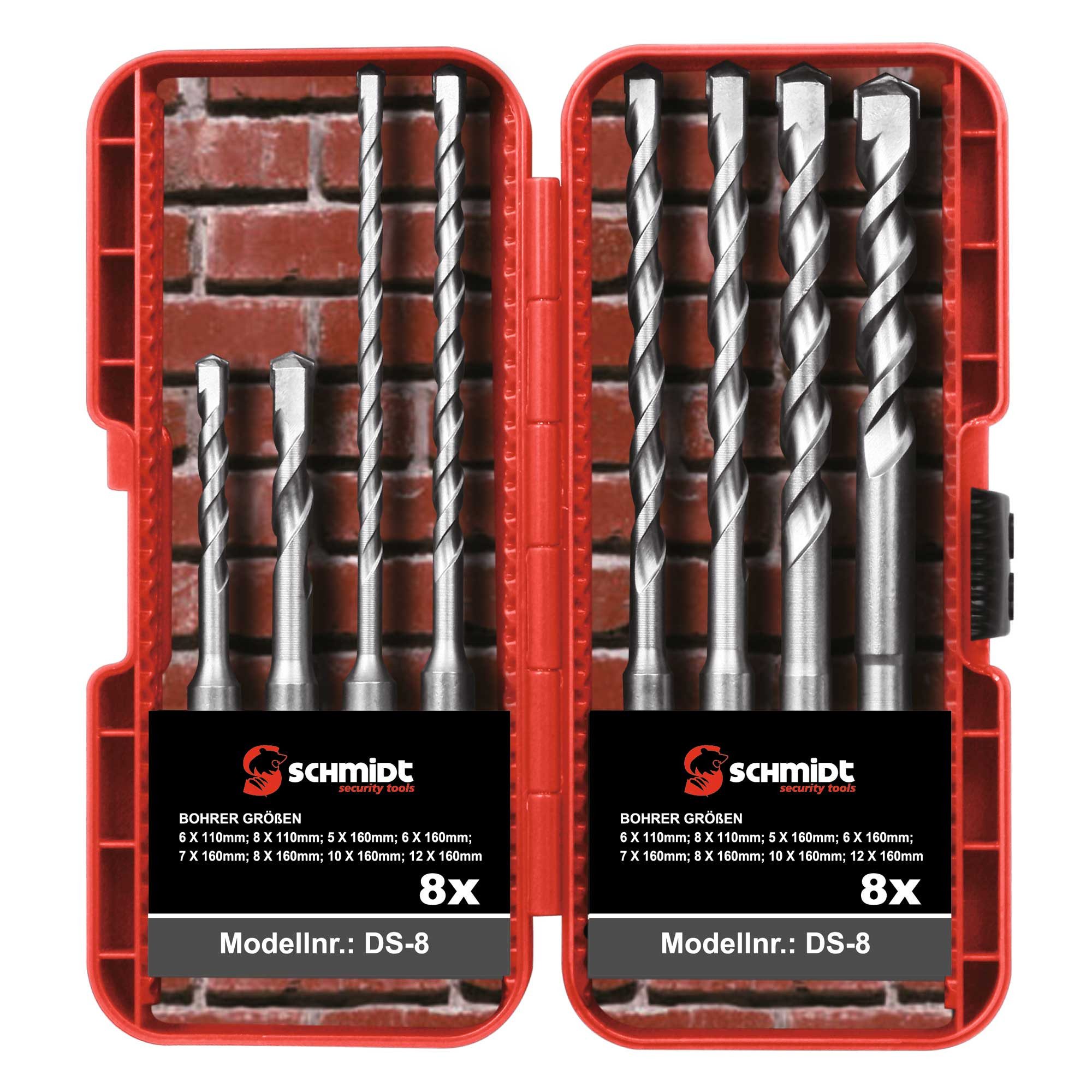 SCHMIDT security tools Bohrersatz SDS-Plus Bohrer Set DS-8 Box 8-tlg Ø 5-6-7-8-10-12 mm SDS+