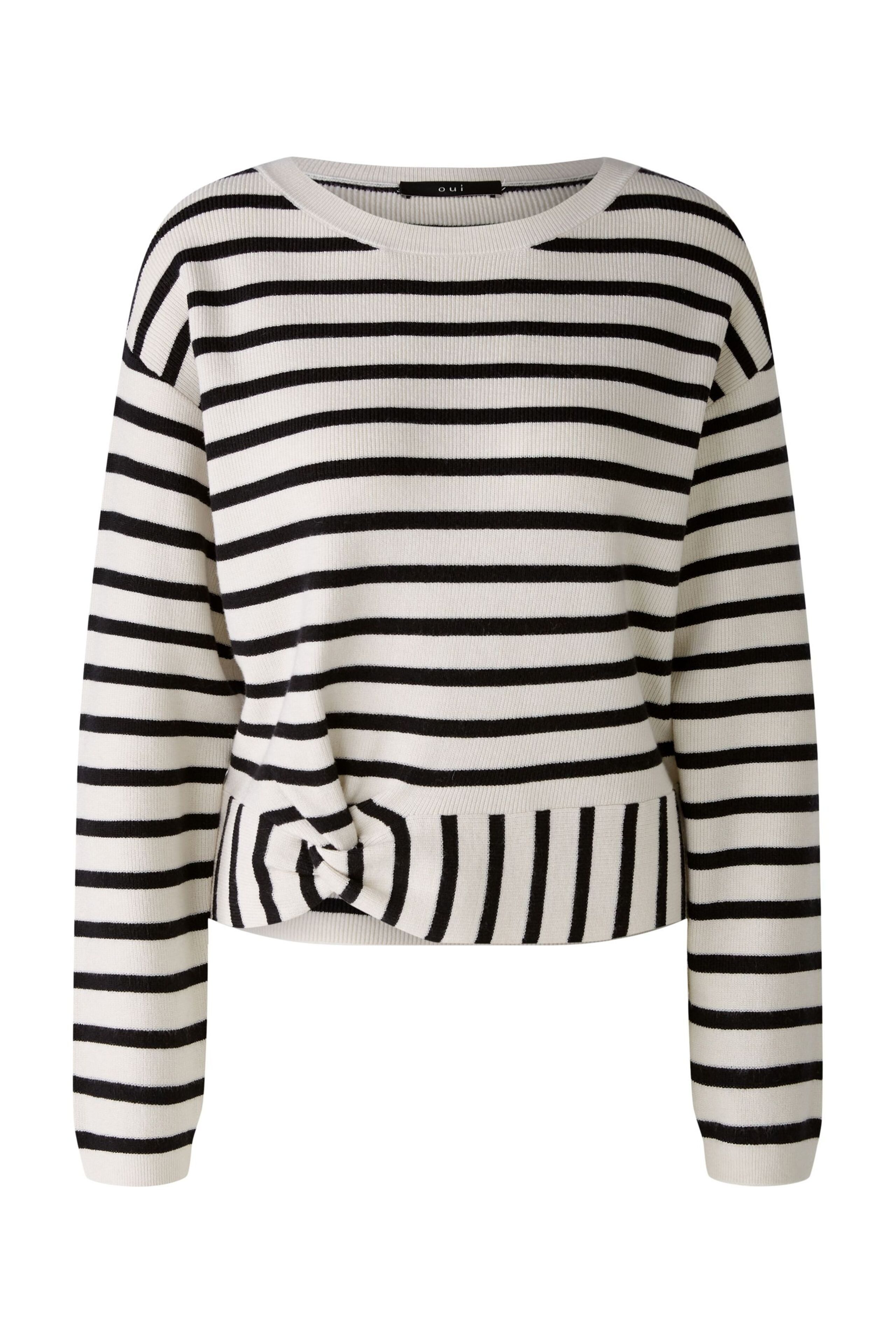 Oui Strickpullover Oui Pullover mit besonderer Bundlösung 36 (1-tlg)