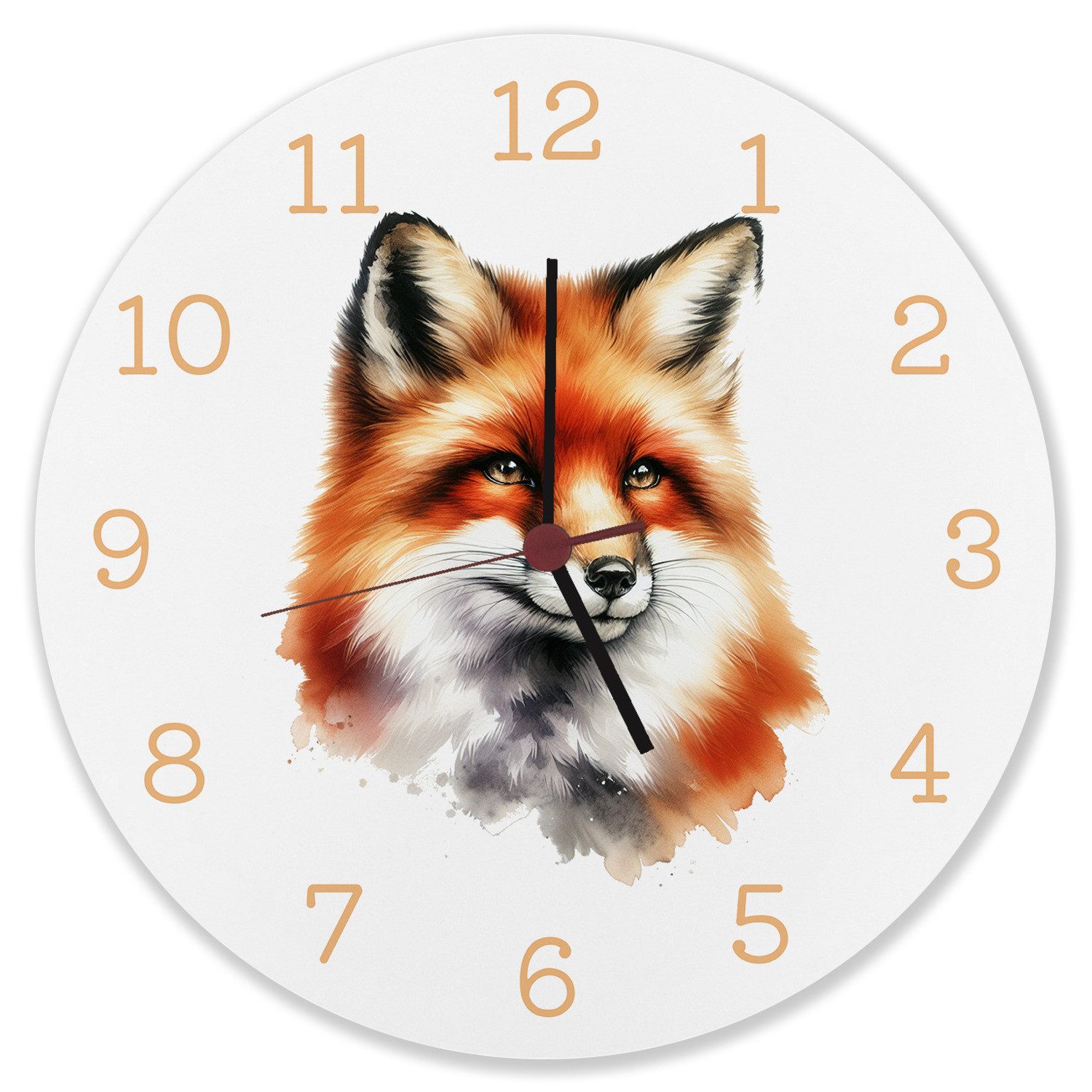 speecheese Wanduhr Fuchs Porträt Aquarell Wanduhr günstig online kaufen