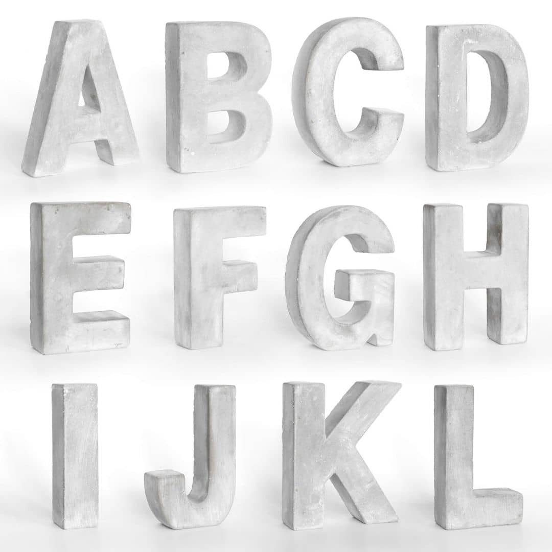 K&L Wall Art Deko-Buchstaben 15cm große Beton Deko Buchstaben 3D Zement Buchstabe Dekobuchstaben, auch für Balkon und Garten