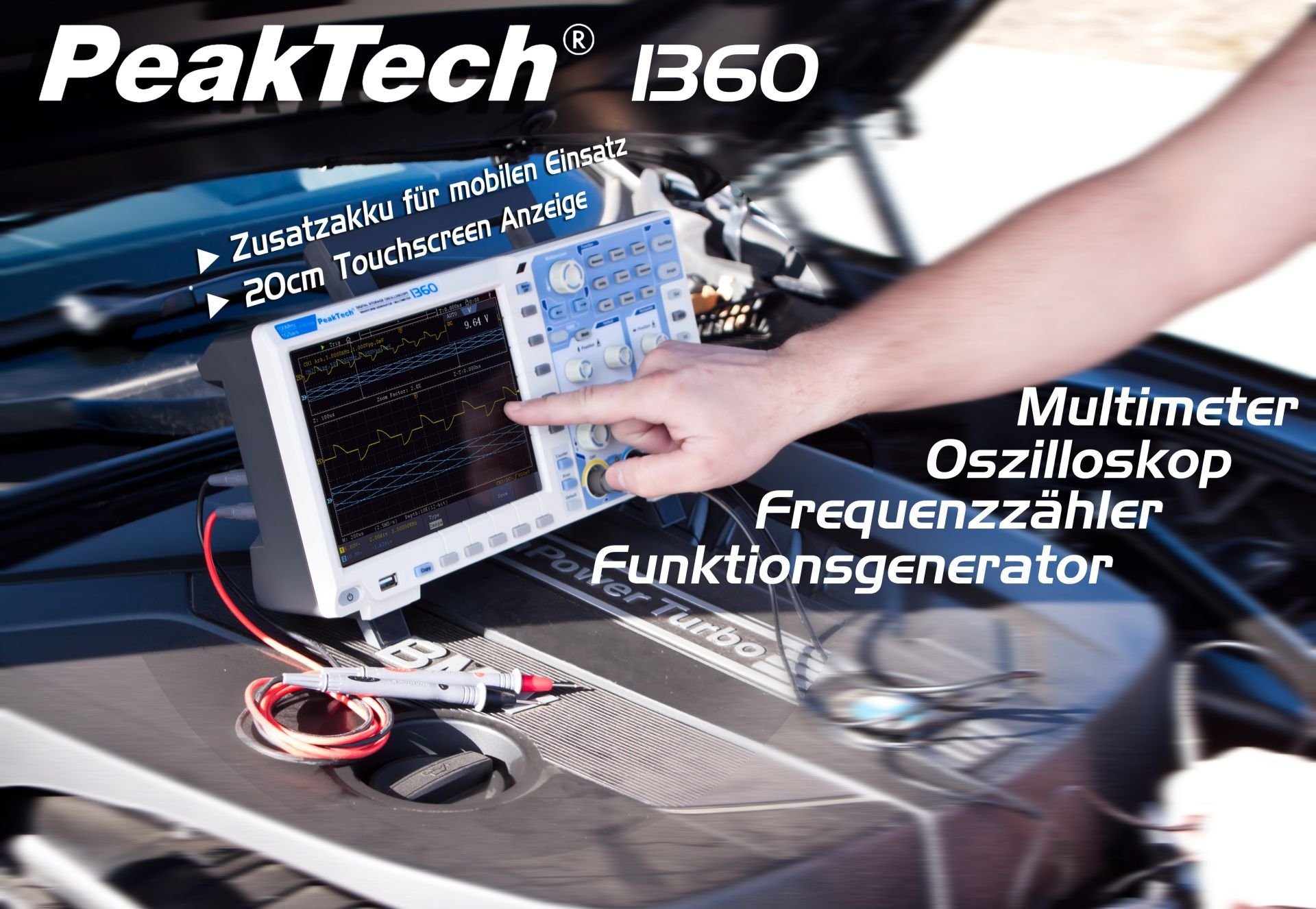 PeakTech Spannungsprüfer 1360: mit 2CH DMM MHz ~ PeakTech 1GS/s 100 & Oszilloskop Generator / 
