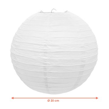 Spetebo Papierlaterne Papier Lampion in weiß zum Hängen - Größe und Menge wählbar, Deko Papierlaterne im Bamboo Style