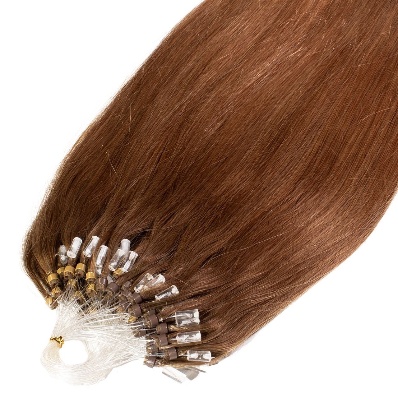 hair2heart Echthaar-Extension Premium Microring Extensions #8/03 Hellblond Natur-Gold 40cm | Haarverlängerungen