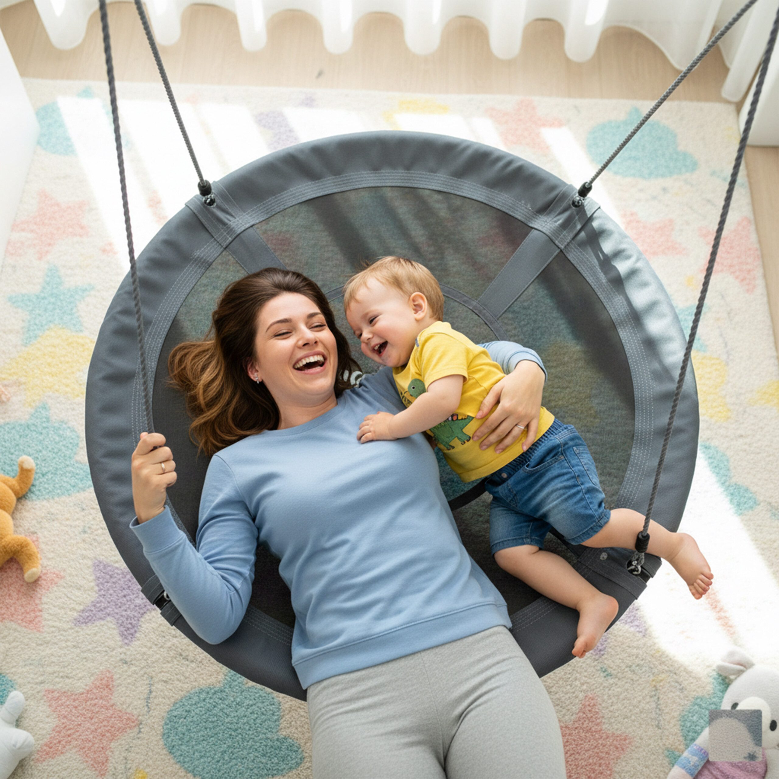 relaxdays Nestschaukel Kinder bis 300 kg, grau, 120 cm
