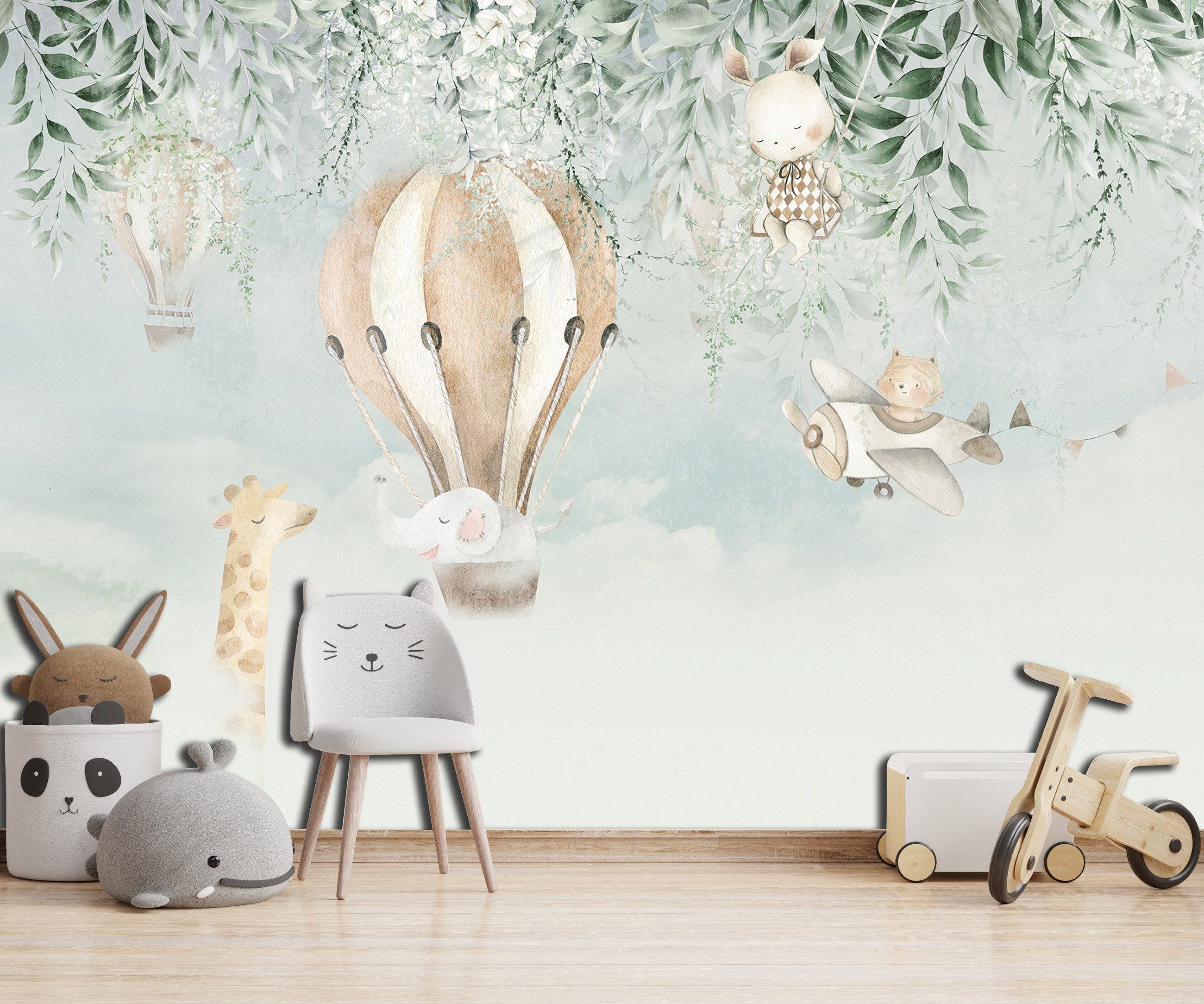 Wallarena Fototapete Kinderzimmer Jungen Mädchen Tiere Luftballon Vlies Tap günstig online kaufen