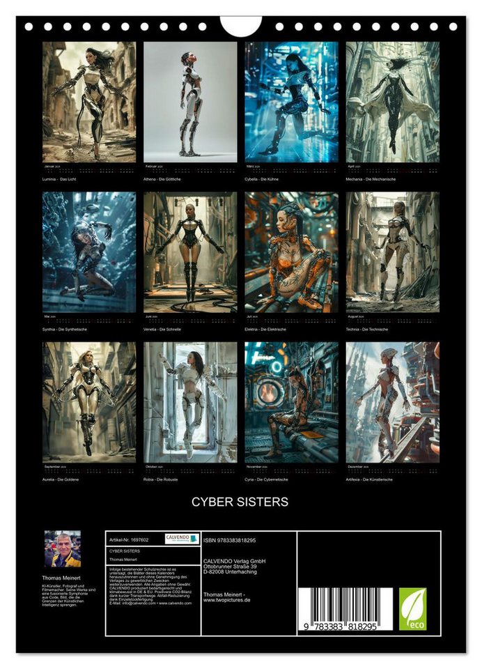 Thumbnail - CALVENDO Wandkalender CYBER SISTERS (Wandkalender 2025 DIN A4 hoch), CALVENDO Monatskalender