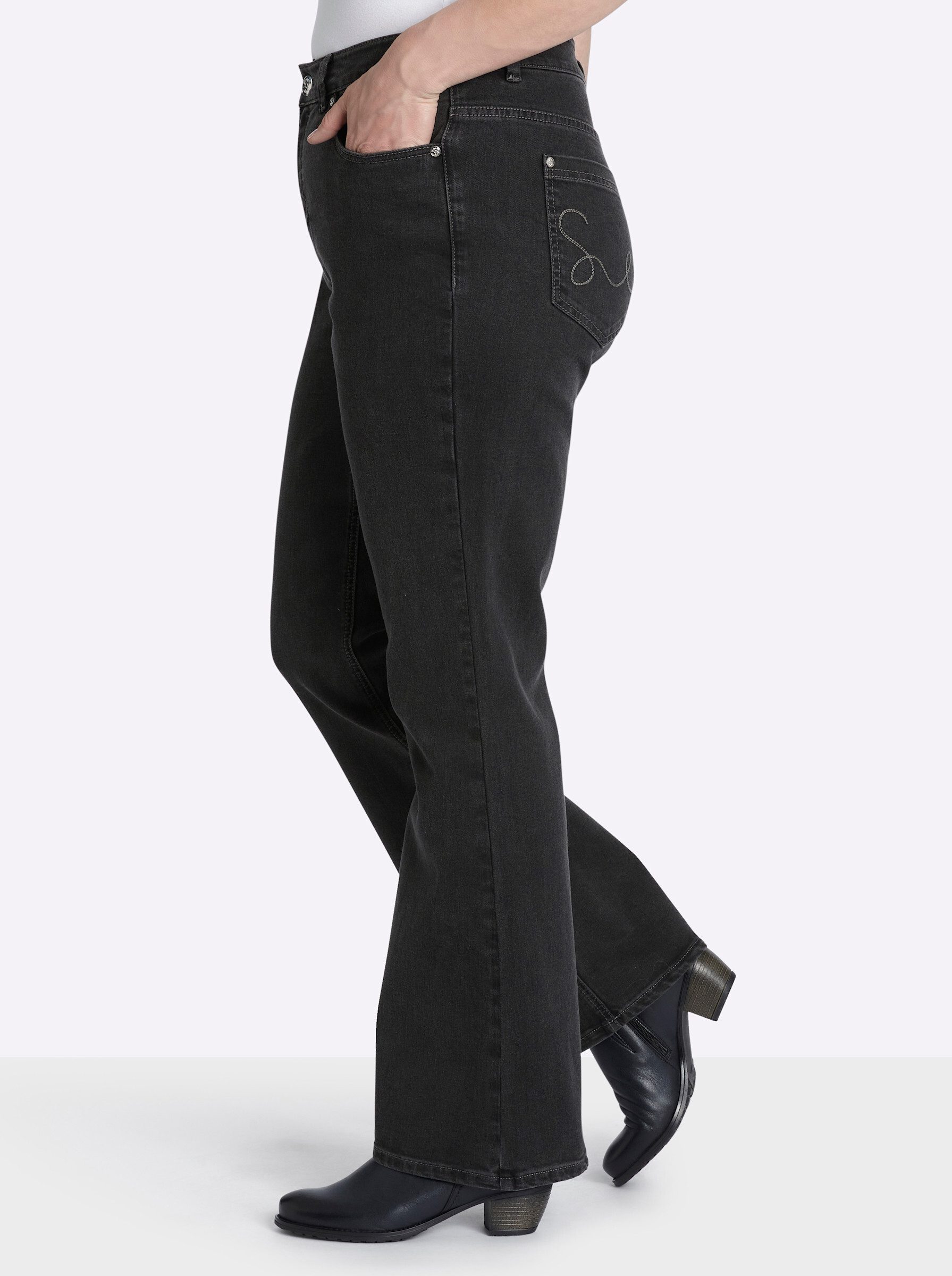 Sheego Bequeme Jeans Bootcut-Jeans normal – Bild 5 von 5