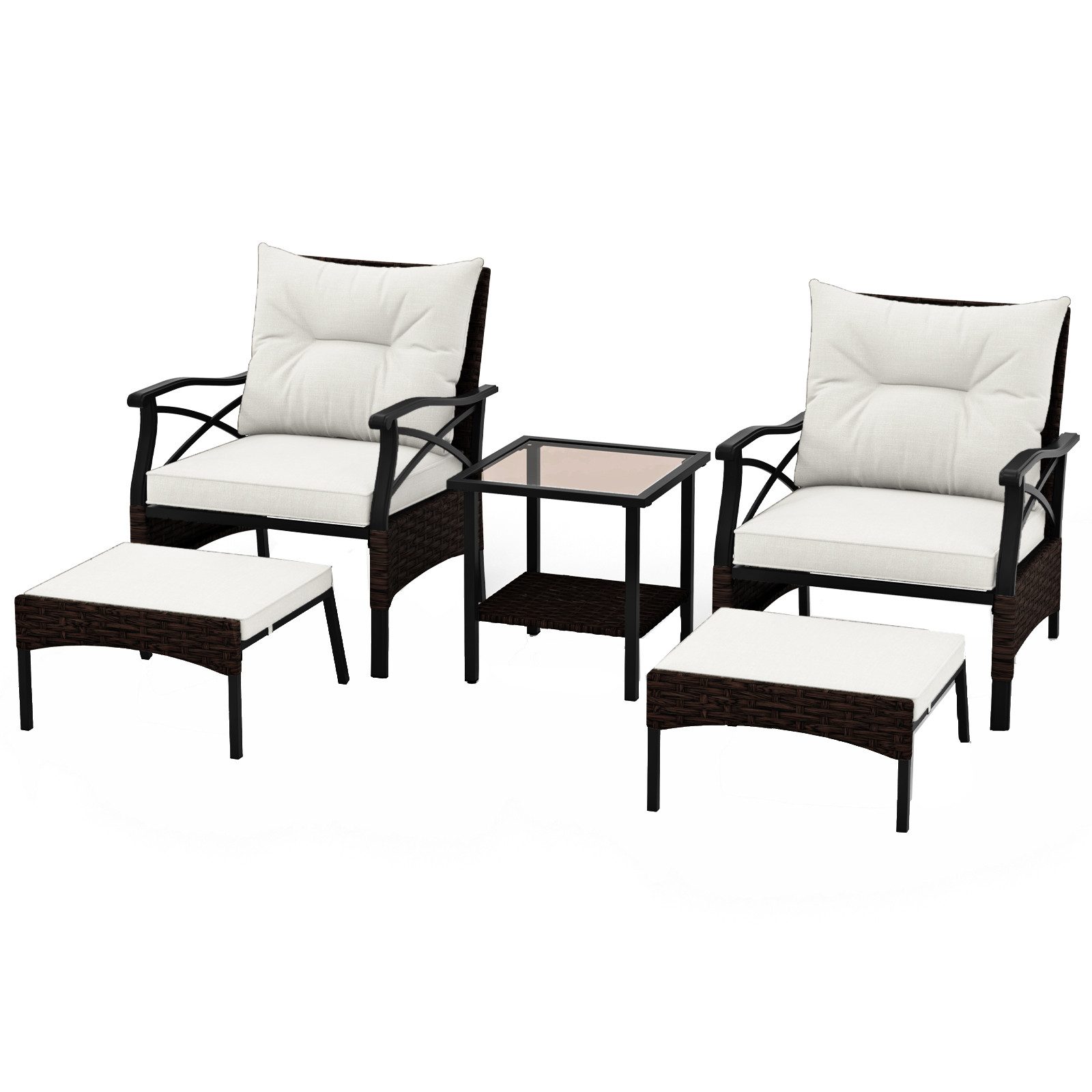 KOMFOTTEU Balkonset Gartenmöbel Sitzgruppe, (Set, 5-tlg), mit weichen Sitz- & Rückenkissen