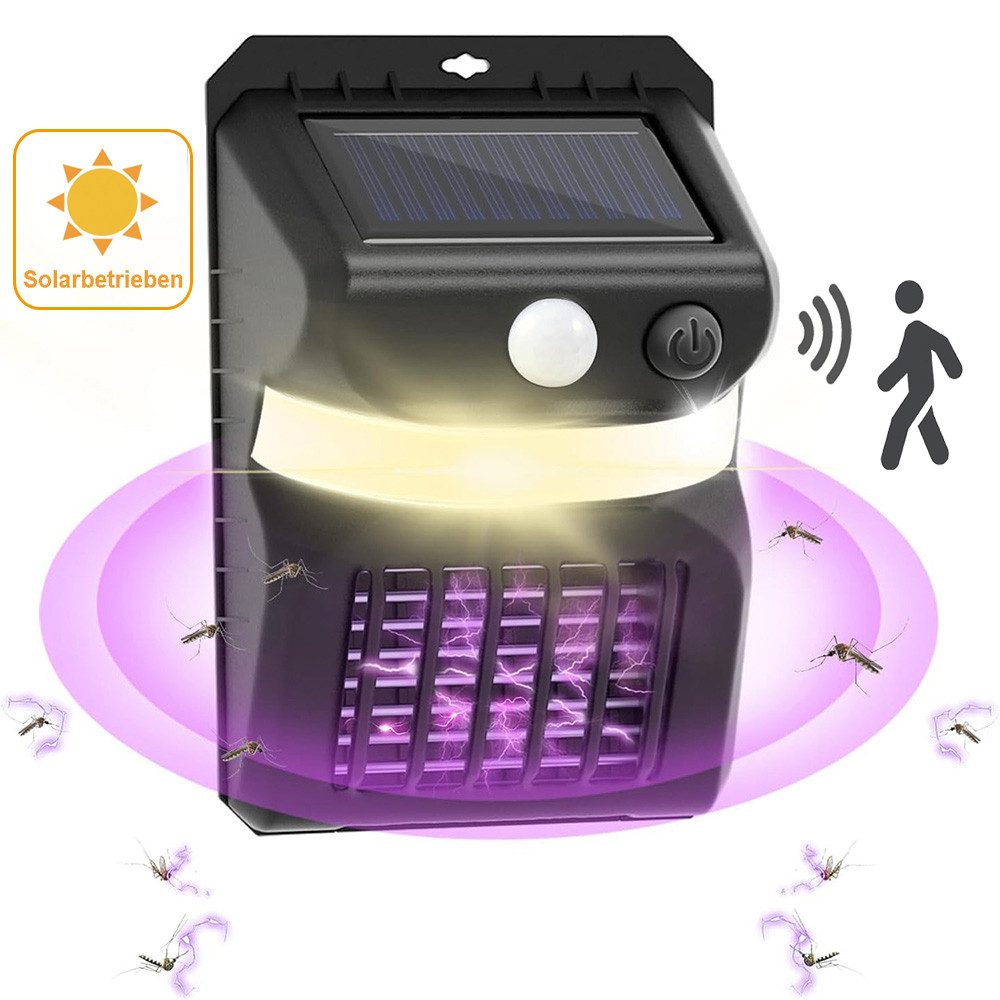 Insektenvernichter Solarlampe Mückenlampe Wandleuchte Außen mit Bewegungsmelder Warmweiß