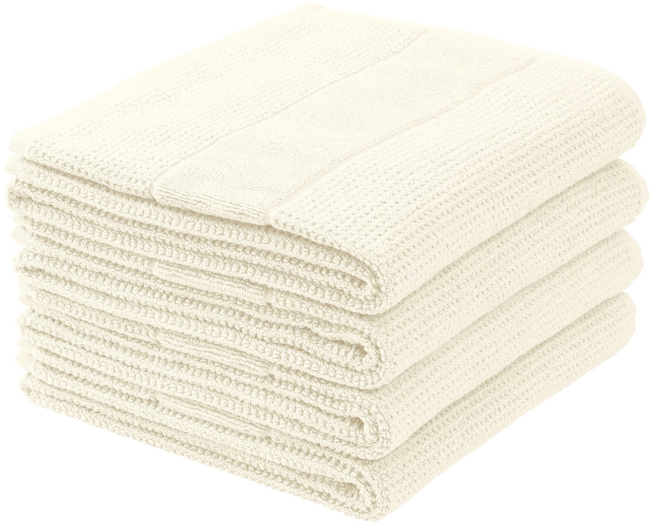 Schiesser Handtücher Turin aus 100% Baumwolle in dezenter Reiskornoptik, Frottier (Set, 4-St), MADE IN GREEN by OEKO-TEX®