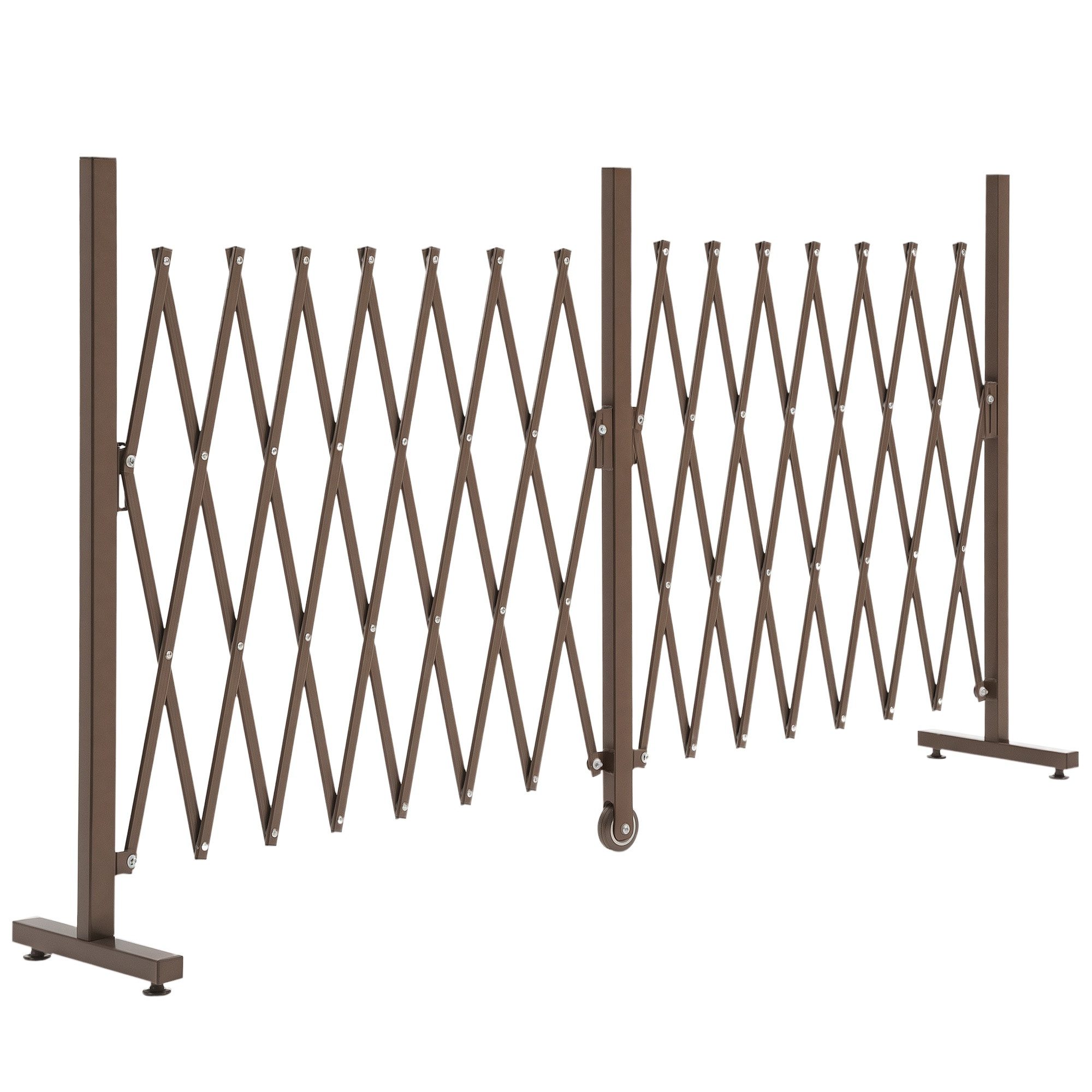 Outsunny Zaun Scherengitter ausziehbar Garten Braun H103,5cm, (Aluminiumzaun, 1-St., Metallzaun), 52-405cm – Bild 2 von 5