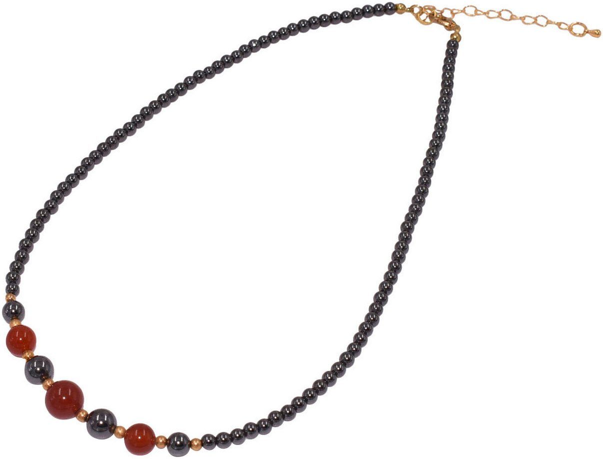 Firetti Collier Schmuck Geschenk Halsschmuck Halskette, Made in Germany - mit Hämatit, Karneol