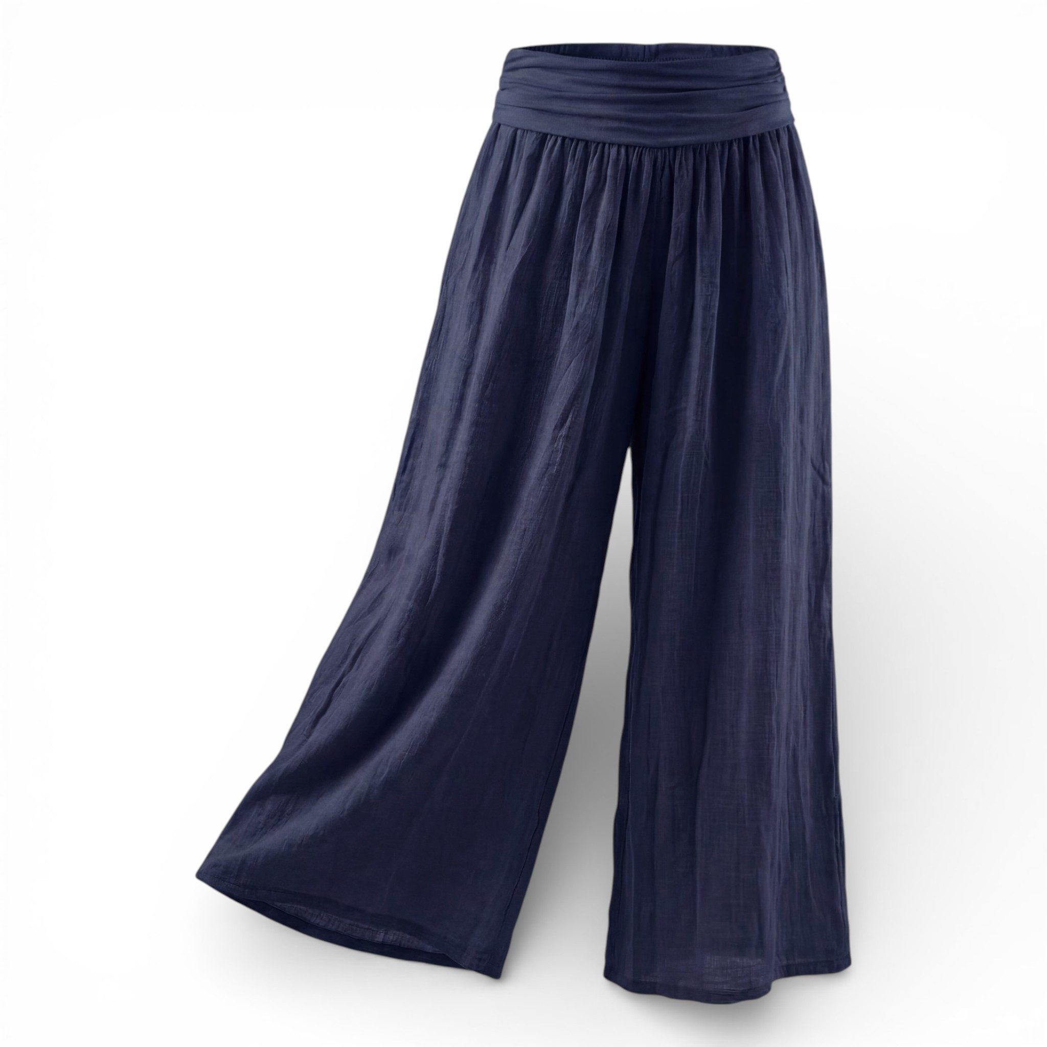 OriginalYou Haremshose Damen Flatterhose Baumwolle Sommerhose Leinen Optik Culotte Volant Middle Waist