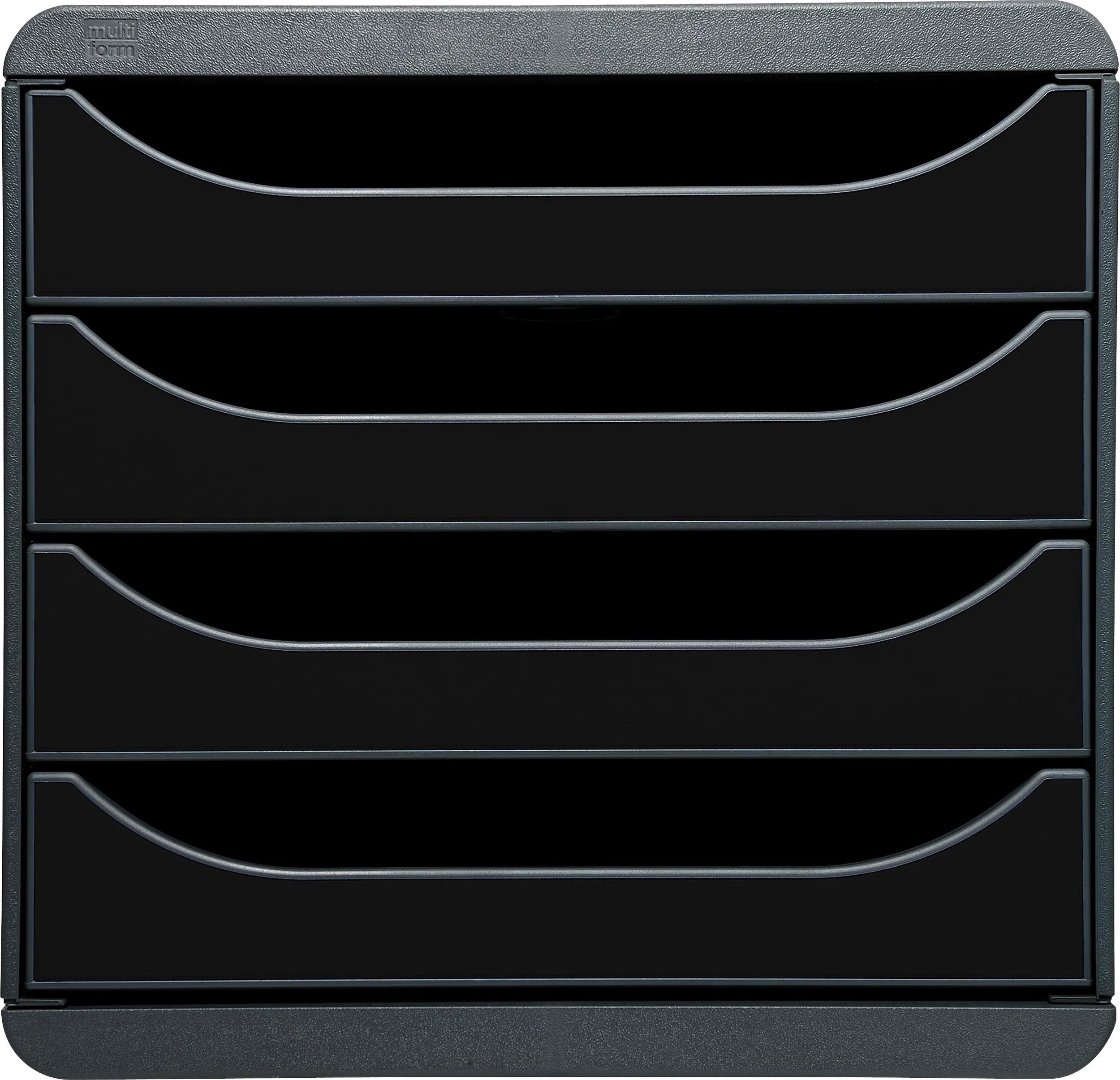 EXACOMPTA Schubladenbox Schubladenbox Big Box Plus 4 offene Schubladen Glossy Schwarz 3104214D, Boxen einzen