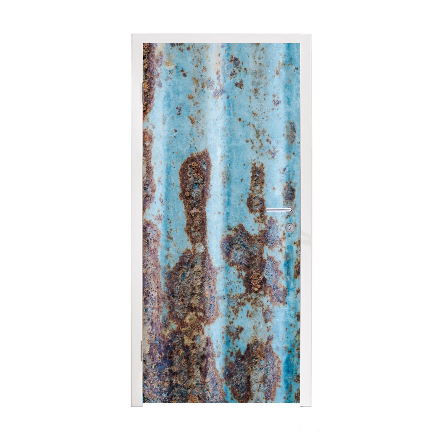 Wellblech Tür, bedruckt, Matt, 75x205 (1 Türtapete St), MuchoWow Vintage - cm für Türaufkleber, Rost, - Fototapete
