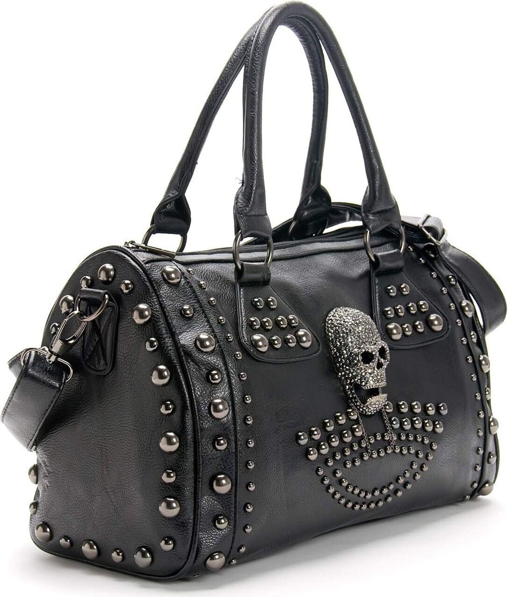 FELIXLEO Schultertasche Damen Gothic Handtasche Schädel Umhängetasche Nieten Doktortasche