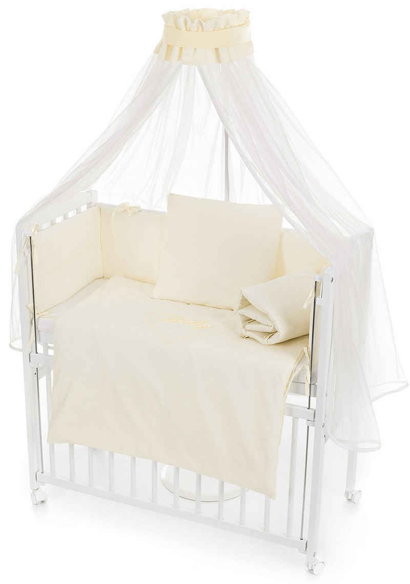 Babyhafen Beistellbett Babybett Komplettbett BABYHERZ mit Deko-Schleifen in 5 Farben, Made in Europa