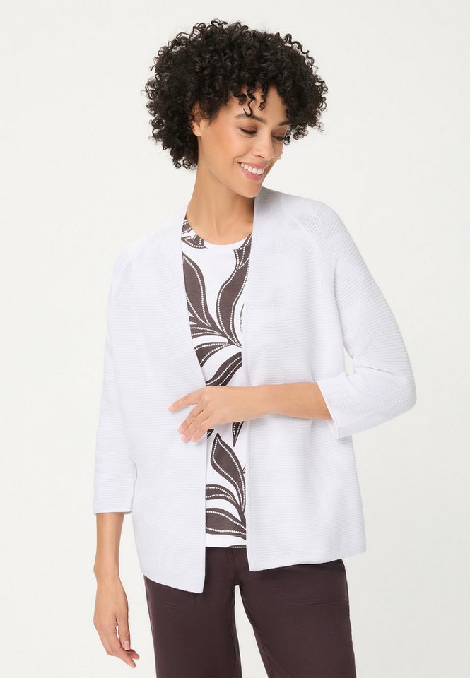 Olsen Cardigan mit Schalkragen und 3/4-Raglanärmeln