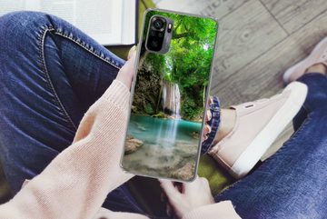 MuchoWow Handyhülle Dschungel - Wasserfall - Pflanzen - Wasser - Natur, Phone Case, Handyhülle Xiaomi Redmi Note 10, Silikon, Schutzhülle