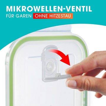 GOURMETmaxx Frischhaltedose Lunchbox, Glas, (4er Set, 8-tlg), Glas-Frischhaltedosen Klick-it inkl. Ventil