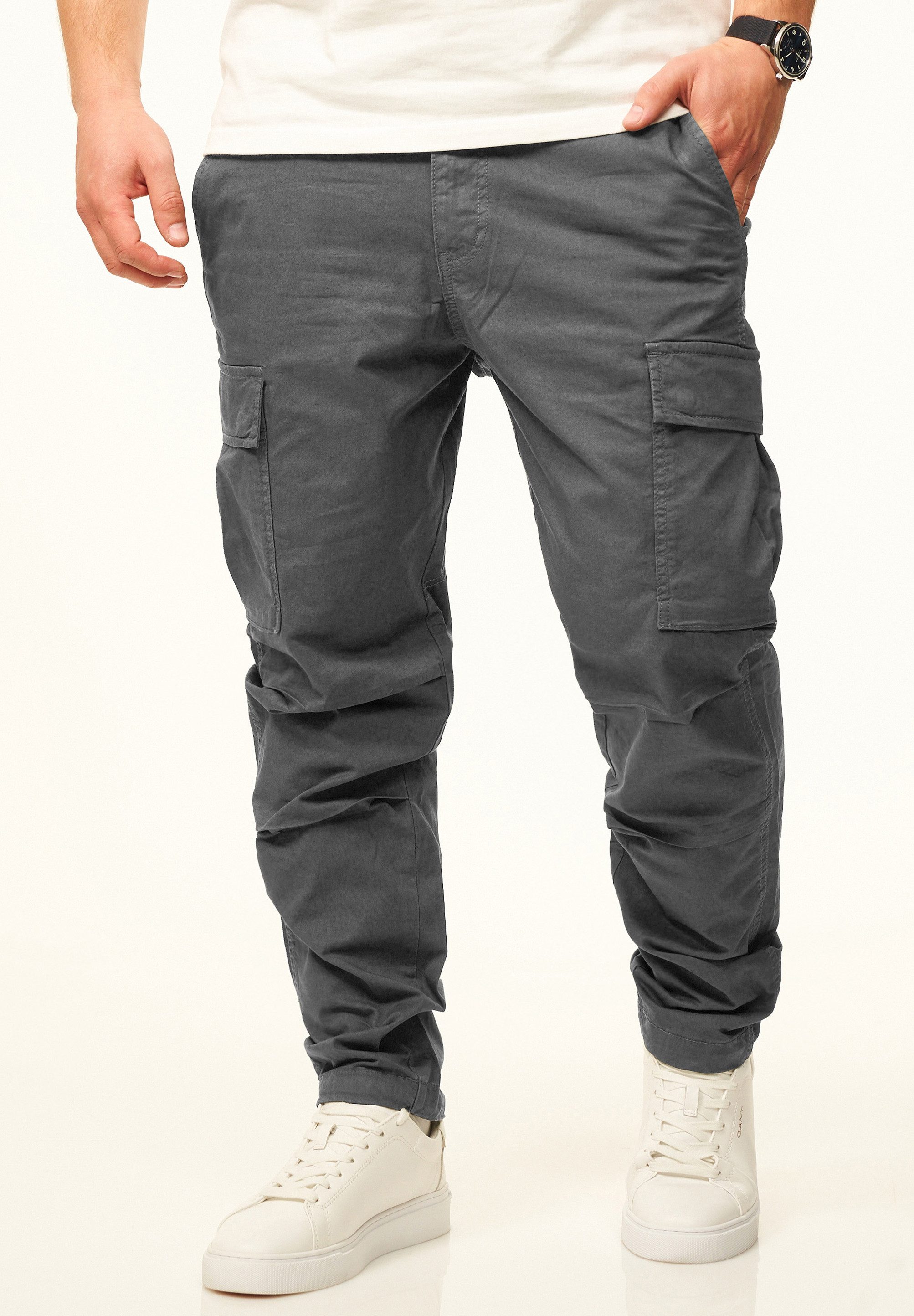 DAILY COTTON Cargohose als Stoffhose mit Stretch im Tapered Fit Chino Cargo Hose mit Gürtelschlaufen für Herren