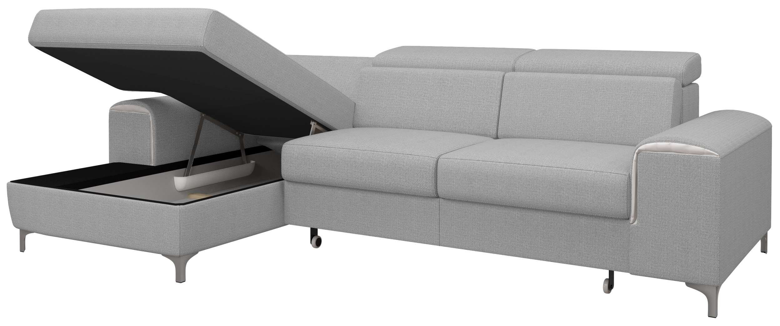 Stylefy Ecksofa Lino, L-Form, mit Raum bestellbar, im oder mane links inklusive und Sitzkomfort, frei Bettkasten stellbar, Kopfteilverstellung rechts Bettfunktion, Eckcouch