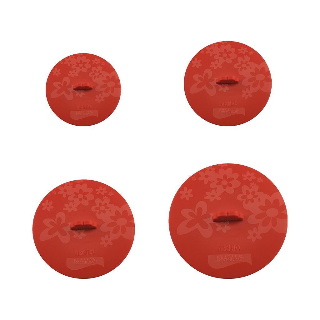 Kochblume Frischhaltedeckel FrischFIXX, (Spar-Set, 4-tlg), mit Saugeffekt rot