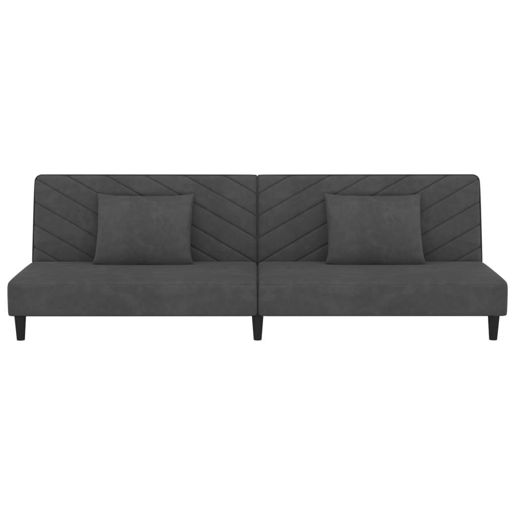 Schlafsofa vidaXL mit 2-Sitzer Sofa 2 Samt Dunkelgrau Kissen