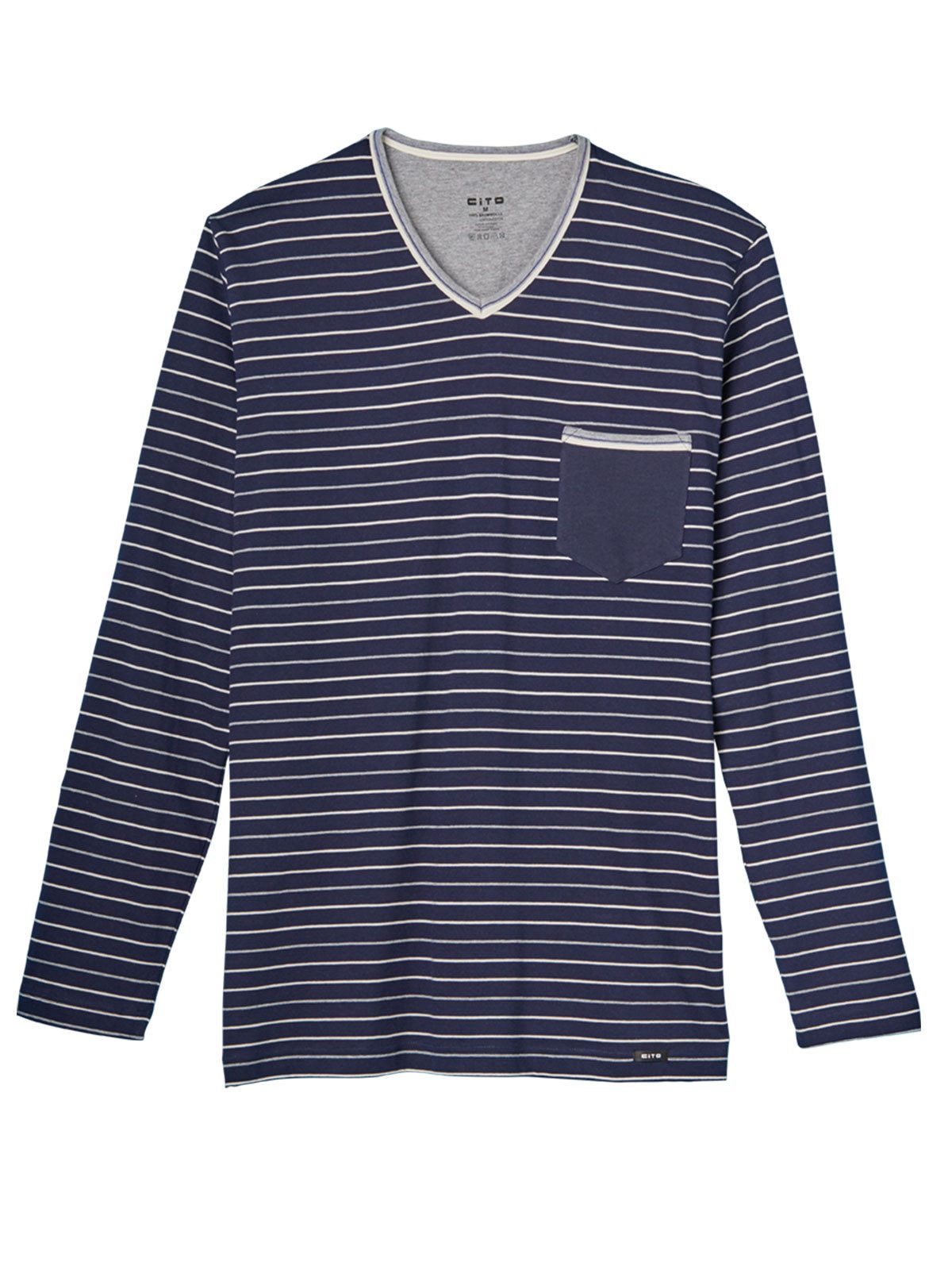 CiTO T-Shirt Herren Pyjama Oberteil lang pure cotton (Stück, 1-tlg) - günstig online kaufen