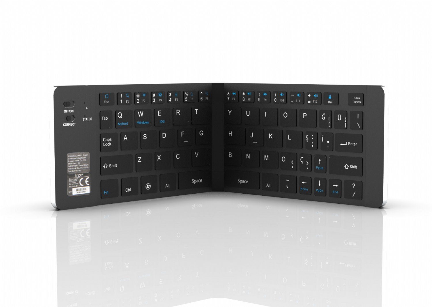 INCA Tastatur IBK-579BT Mini-Размер mit faltbarer Struktur, layout Deutsch Tastatur (Faltbare Bluetooth Minitastatur mit deutscher Tastenbelegung)