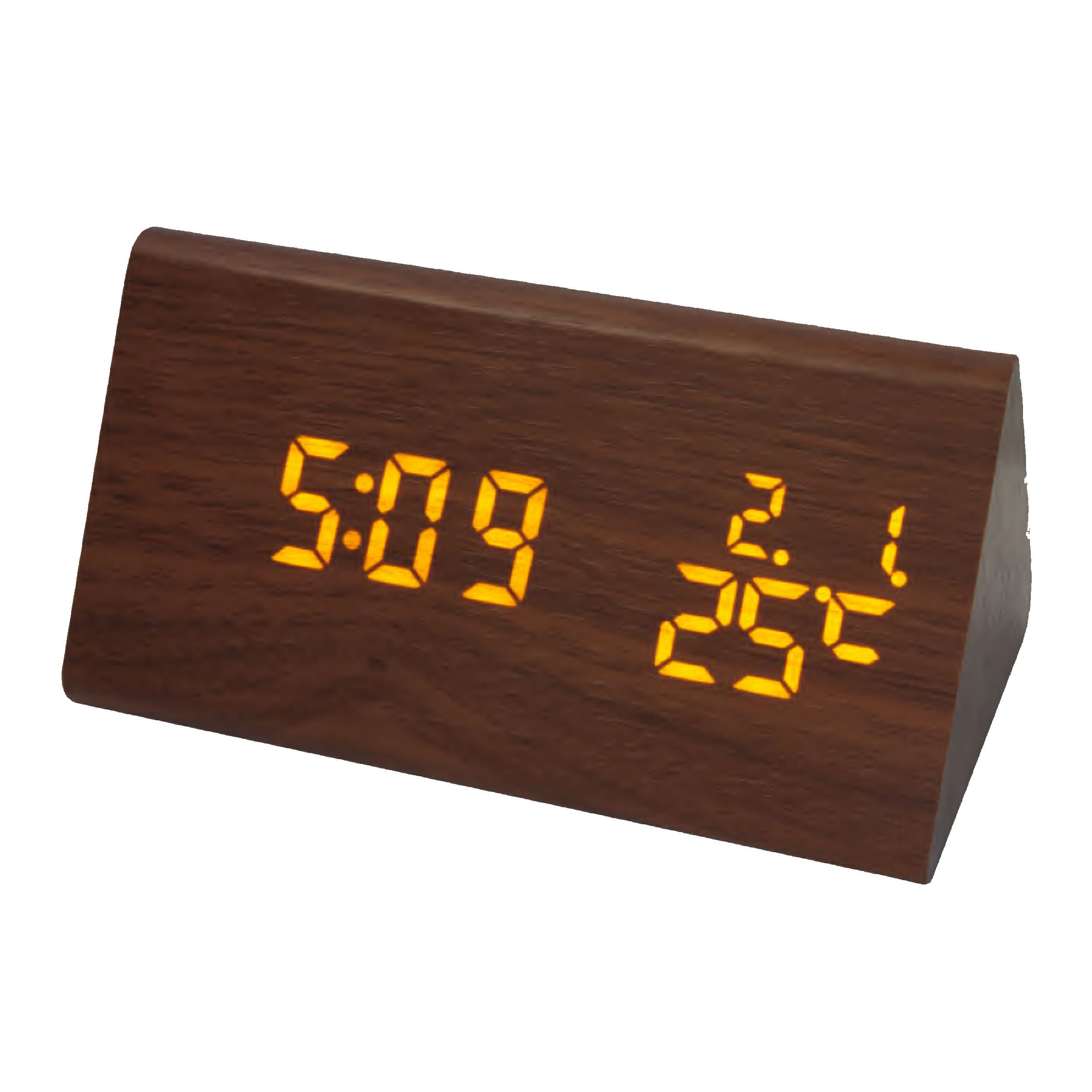Miraval Uhr Digitale Tischuhr Holz mit USB