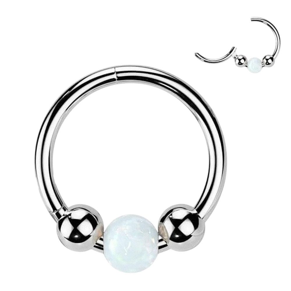 Taffstyle Nasenpiercing Universal Piercing Clicker Ring Septum Tragus Conch Daith Opal Segment (Universeller Piercing Clicker mit schimmernder Opalkugel – in Gold oder Silber), mit Scharnier
